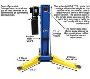 Atlas® 9OHSC-SS Symmetric 2 Post Lift 9,000 lbs - Image 11