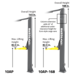 BendPak 10AP-168 Adaptable Clearfloor Adj-Width Ex-Tall ALI 2 Post Lift 10,000 lb. - New - Image 4